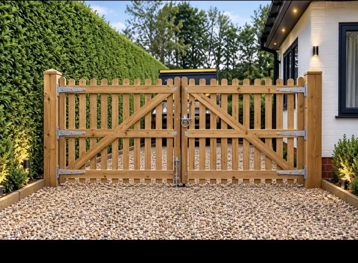 Timber double driveway gates
